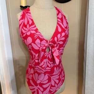 Shade & Shore Pink and Fuchsia Floral One-Piece Swimsuit